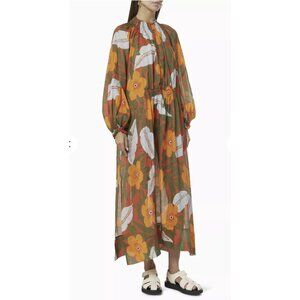 Lee Mathews Oleander Floral Ramie Maxi Dress